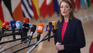 Roberta Metsola Fot. PAP/EPA/OLIVIER MATTHYS