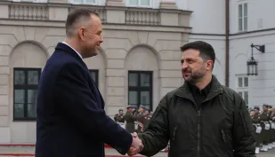 Prezydenci Polski i Ukrainy Karol Nawrocki i Wołodymyr Zełenski. Fot. PAP/	Paweł Supernak