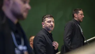 Prezydent Ukrainy Wołodymyr Zełenski. Fot. PAP/EPA/GIAN EHRENZELLER