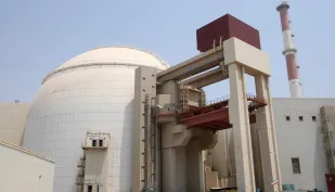 Irańska elektrownia atomowa w Buszehrze Fot. PAP/EPA/ABEDIN TAHERKENAREH