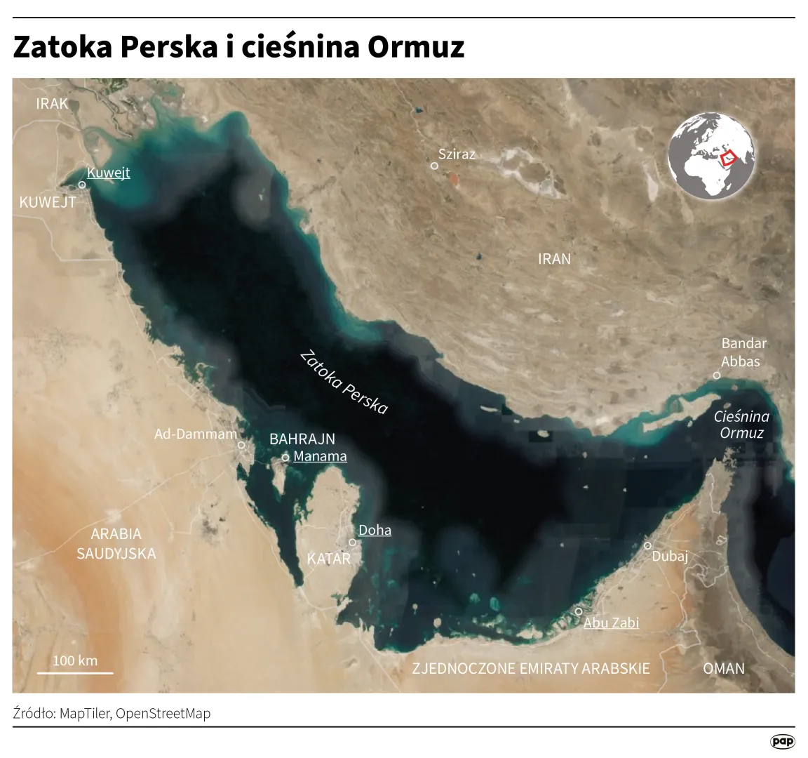 Zatoka Perska i cieśnina Ormuz. Autor: Michał Czernek