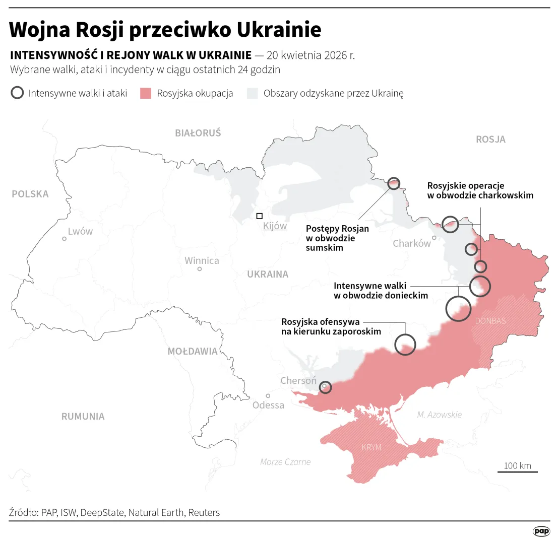 Wojna Rosji przeciwko Ukrainie, autor: PAP/Michał Czernek