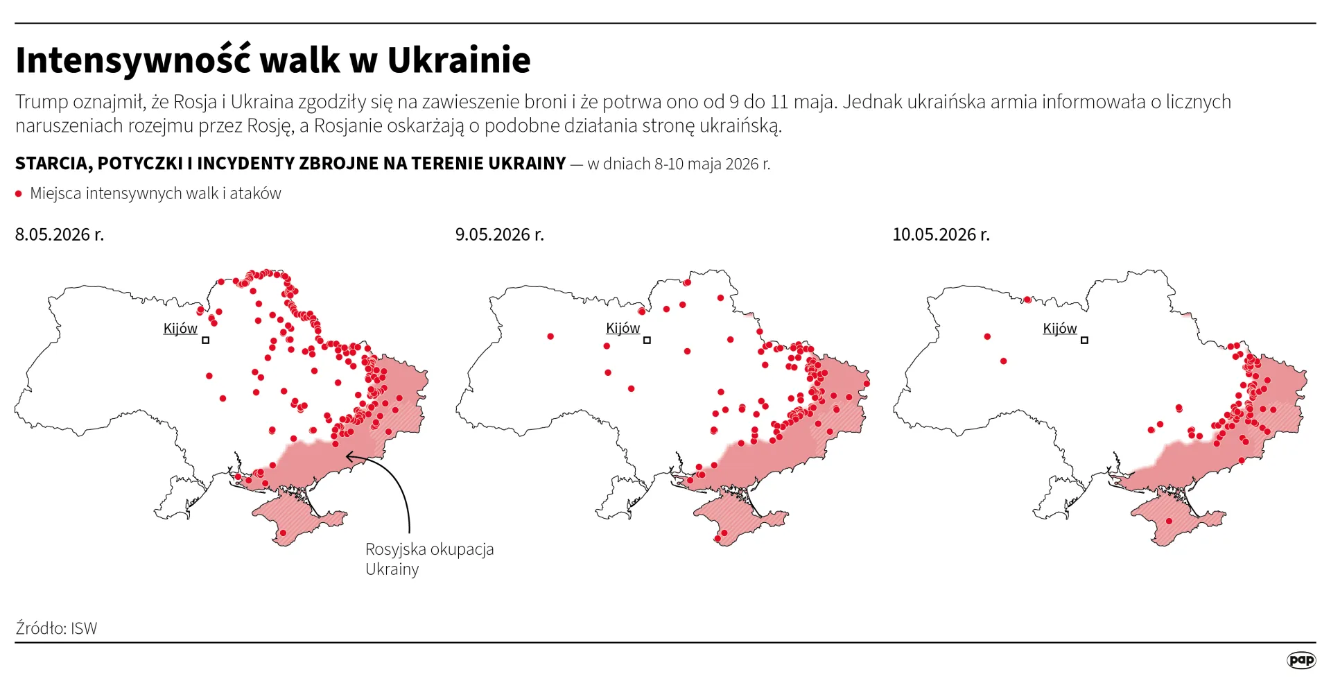 Intensywność walk w Ukrainie, autor: PAP/Michał Czernek