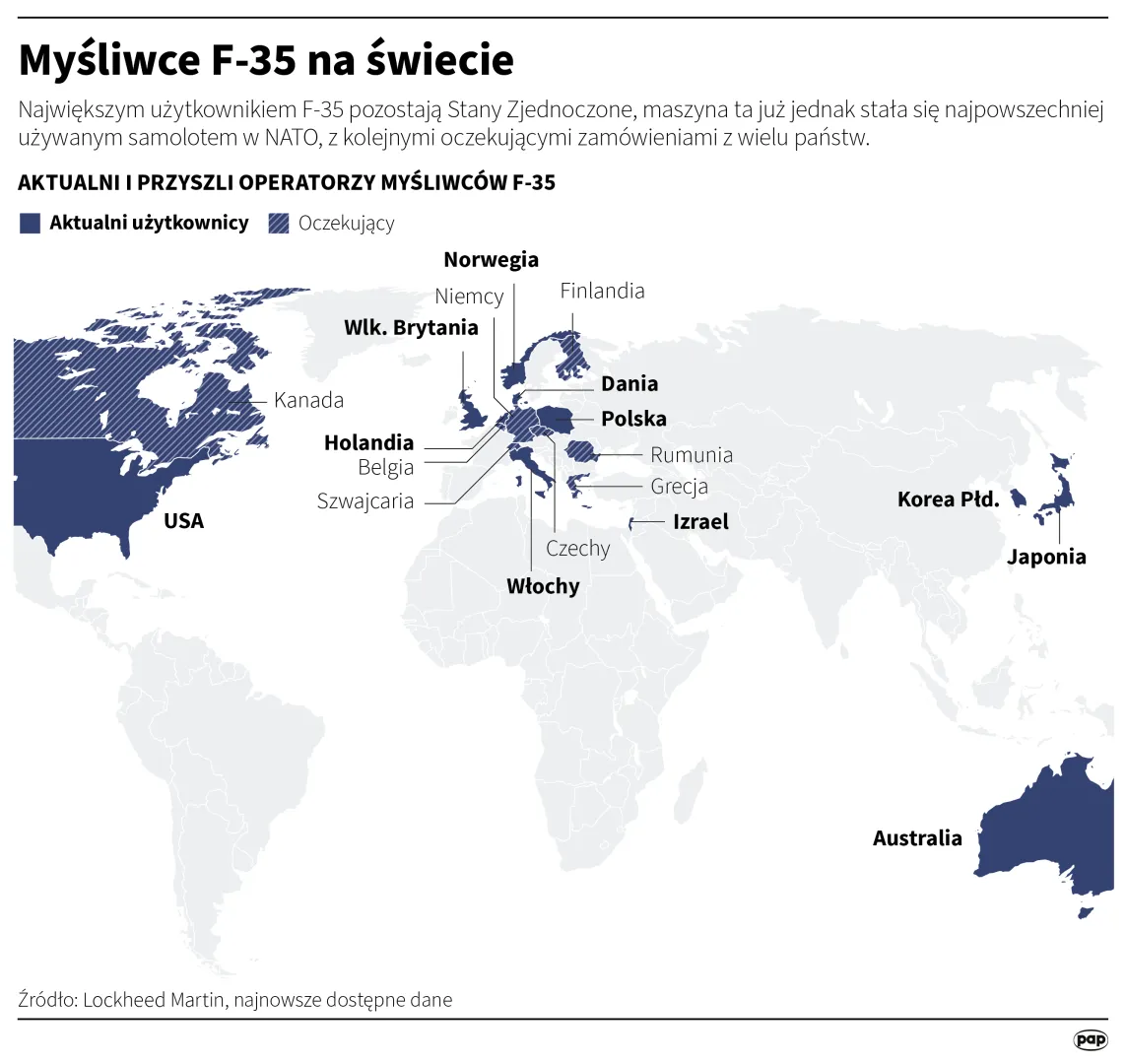 Myśliwce F-35 na świecie. Autor PAP/Mateusz Krymski