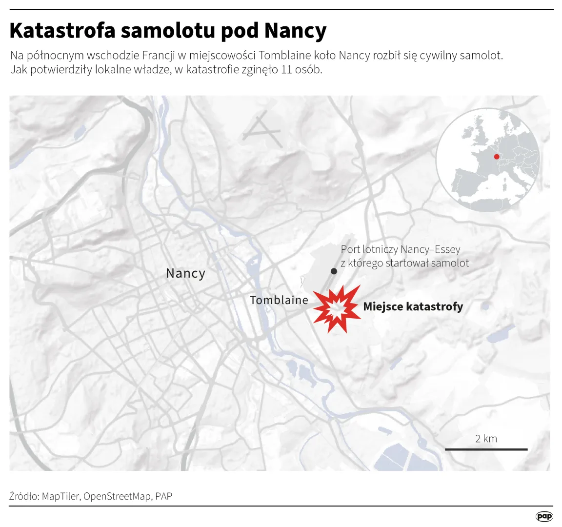Katastrofa samolotu pod Nancy. Fot. PAP/Mateusz Krymski