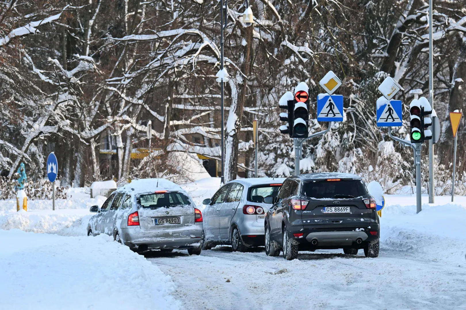 Śnieg na ulicach Słupska Fot. PAP/Piotr Kowala