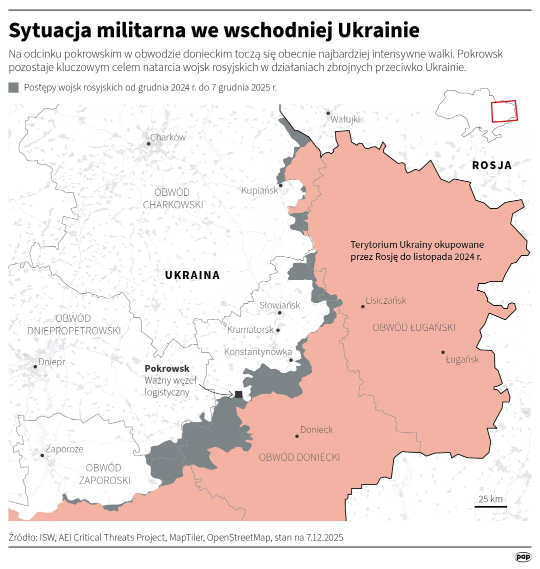 Sytuacja militarna we wschodniej Ukrainie. Autor: Michał Czernek