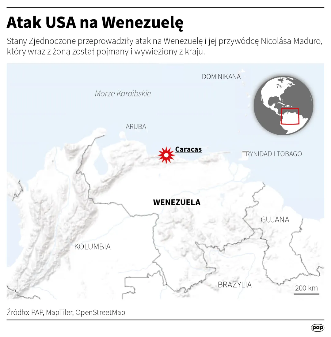 Atak USA na Wenezuelę, autor: PAP/Maciej Zieliński