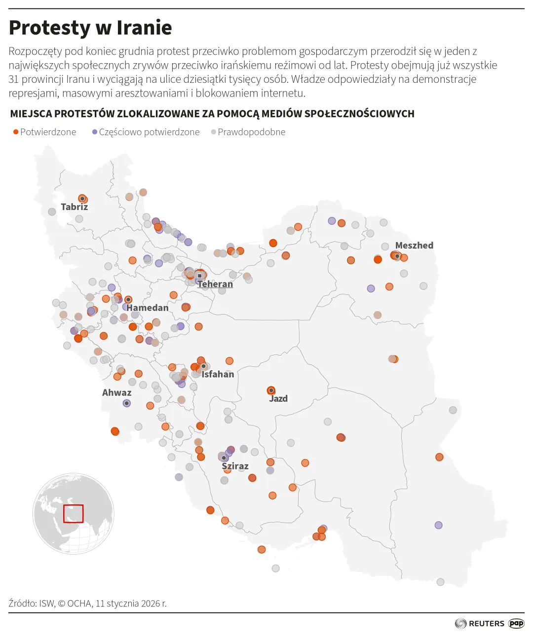 Protesty w Iranie, autor: PAP/REUTERS/Adam Ziemienowicz