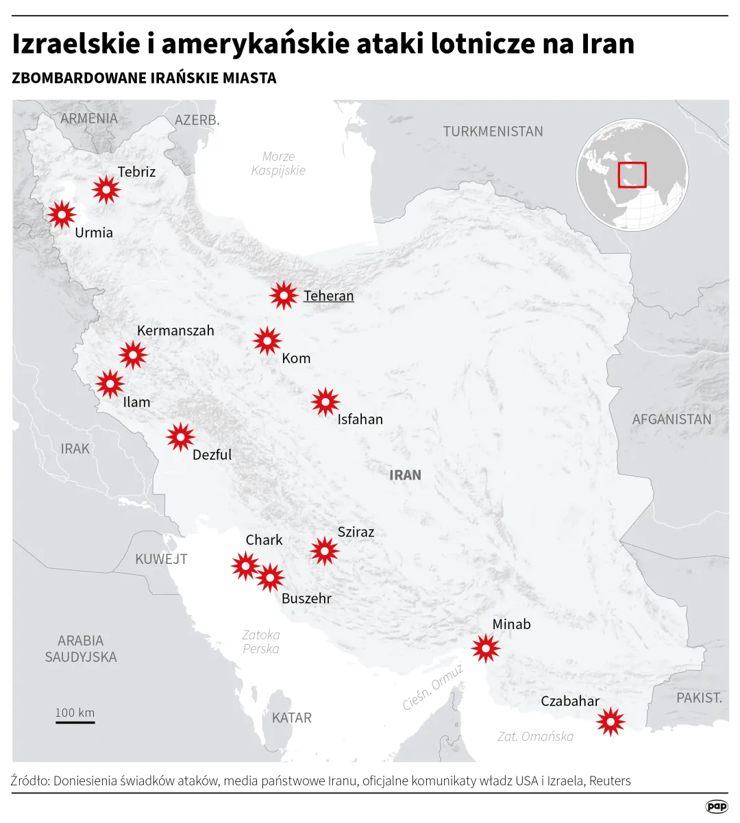 Izraelskie i amerykańskie ataki lotnicze na Iran. Autor: Maciej Zieliński