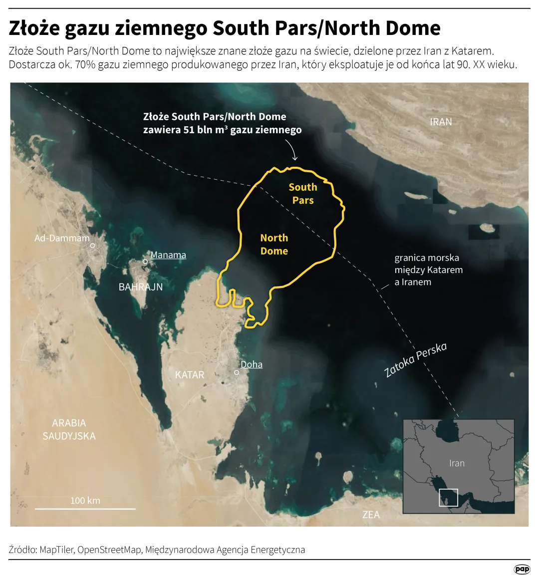 Złoże gazu ziemnego South Pars/North Dome, autor: PAP/Mateusz Krymski