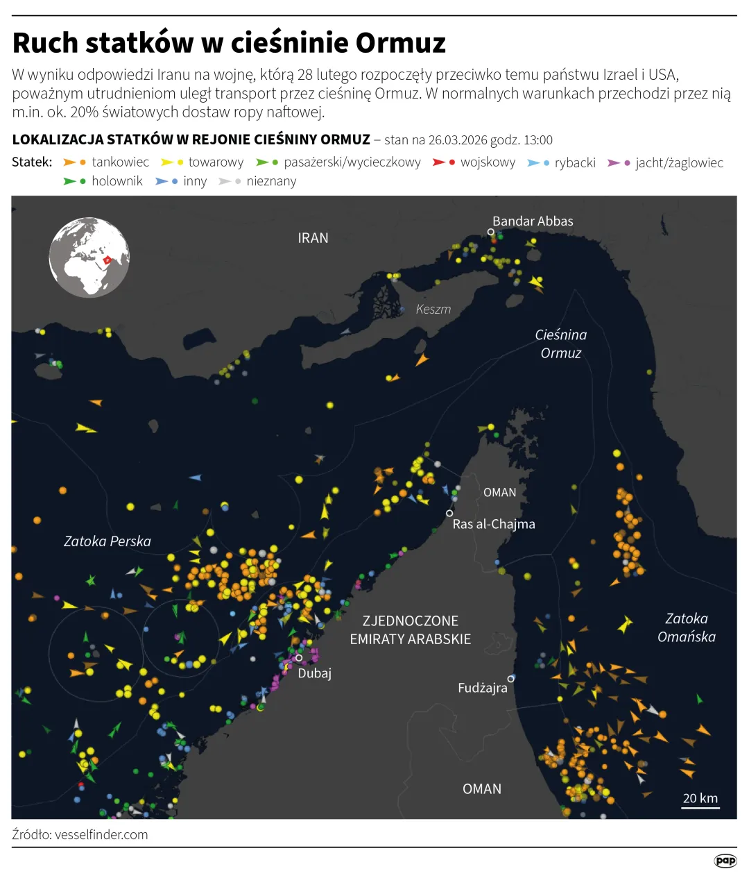 Ruch statków w cieśninie Ormuz, autor: PAP/Michał Czernek