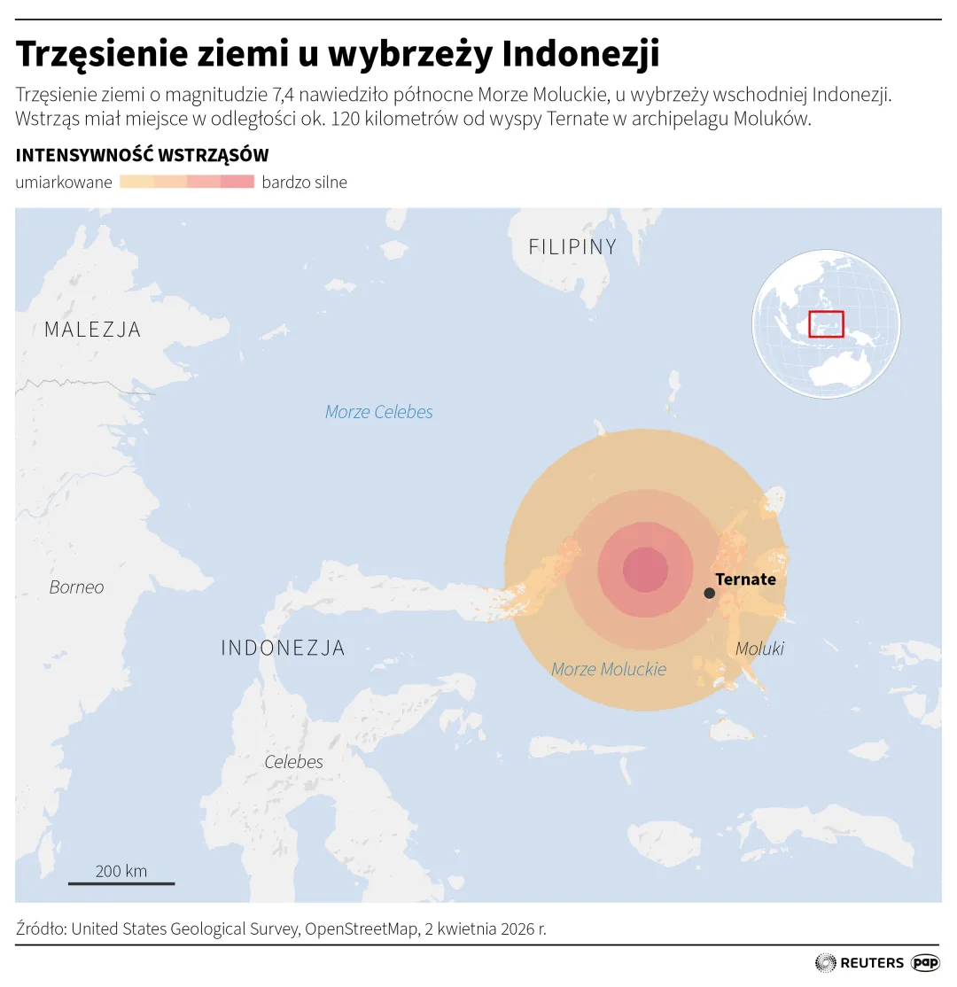 Trzęsienie ziemi u wybrzeży Indonezji. Autor: Michał Czernek