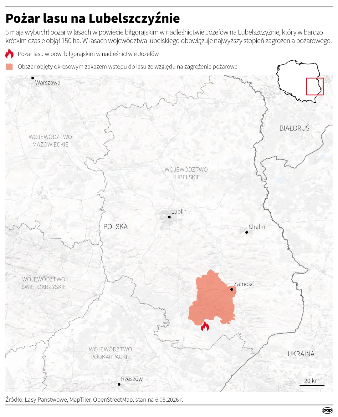 Pożar lasu na Lubelszczyźnie. Autor: Michał Czernek