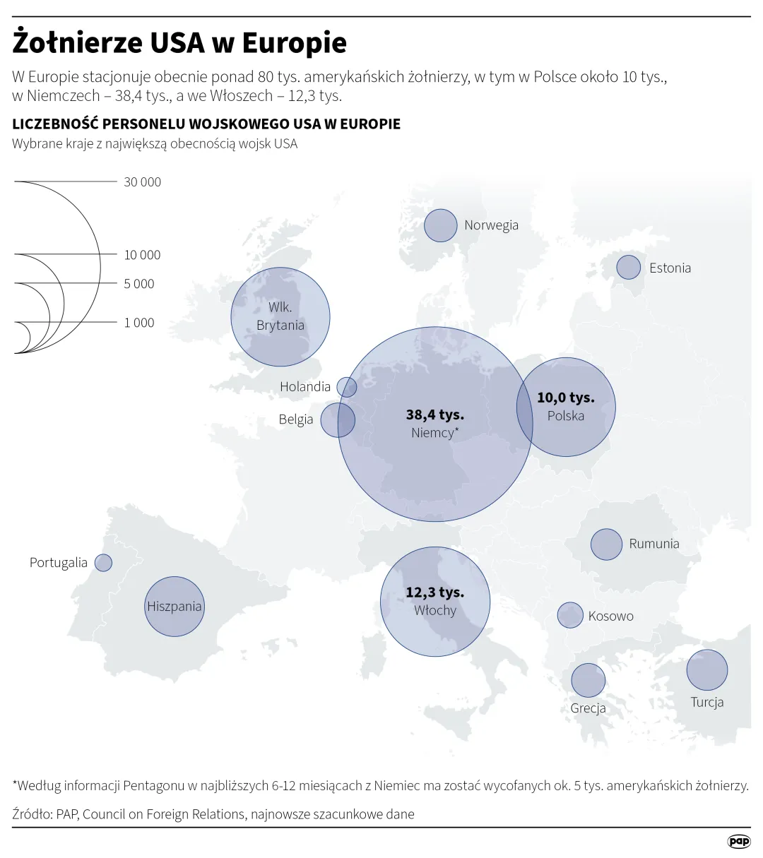 Żołnierze USA w Europie. Autor: PAP/Infografika/Michał Czernek