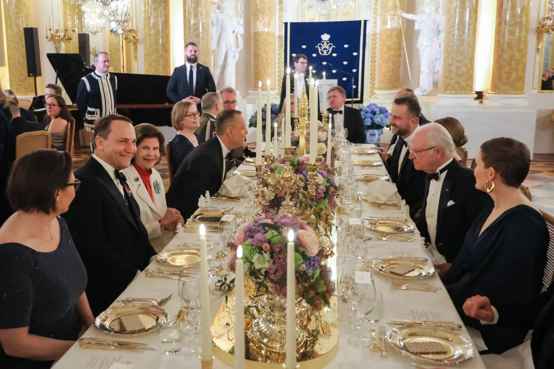 Oficjalny obiad z udziałem szwedzkiej pary królewskiej Fot. PAP/Paweł Supernak