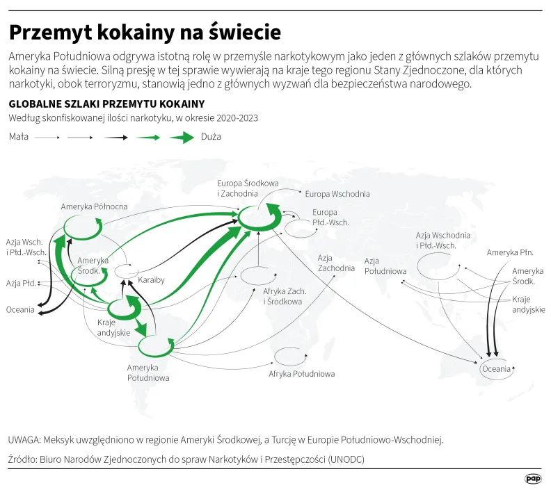 Przemyt kokainy na świecie. Autor: Michał Czernek