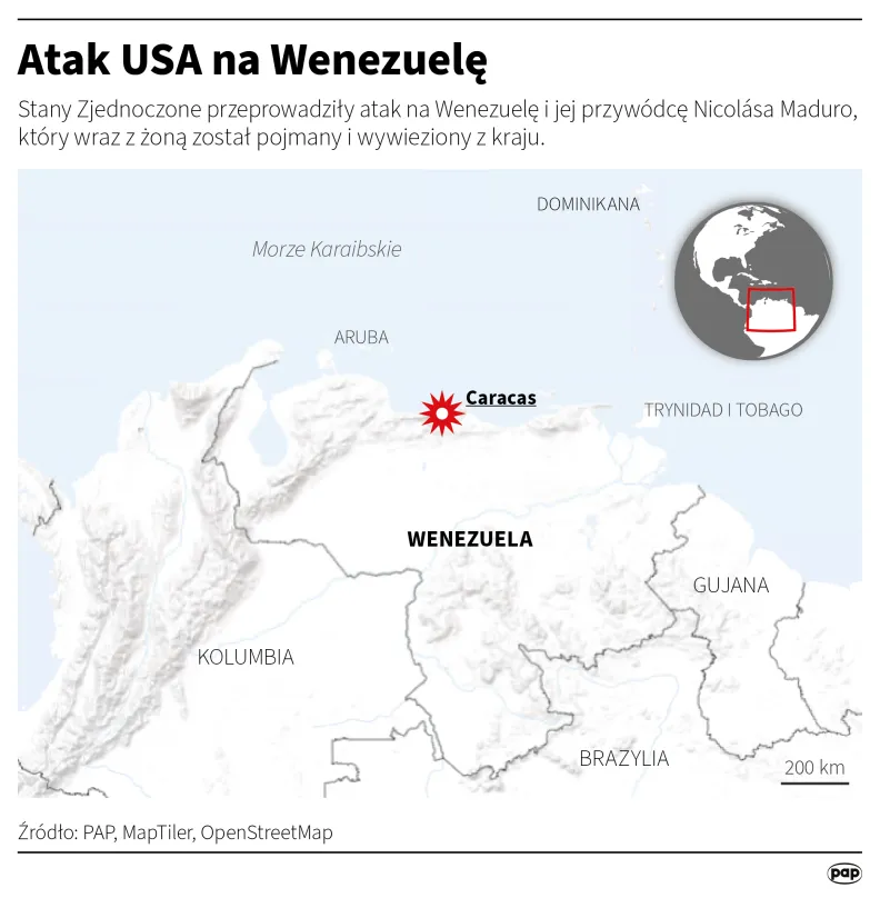 Atak USA na Wenezuelę, autor: PAP/Maciej Zieliński