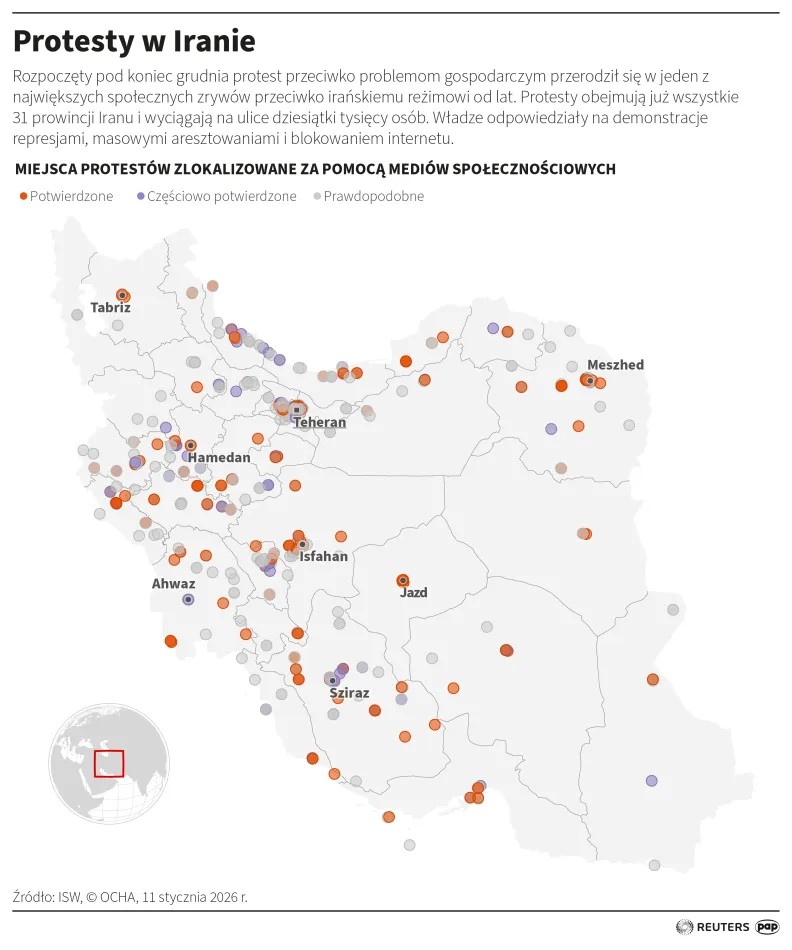 Protesty w Iranie. Autor: Adam Ziemienowicz
