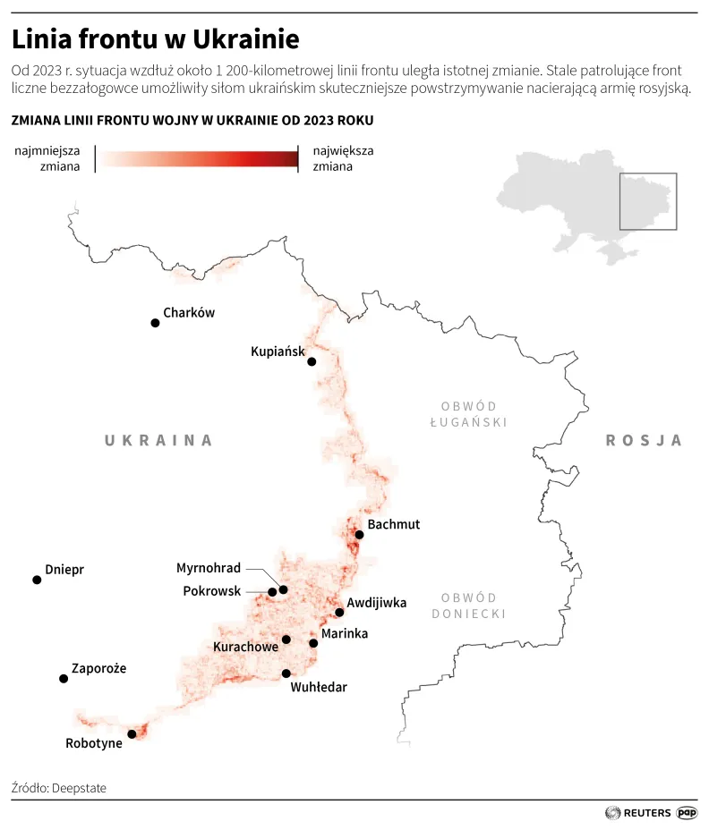 Linia frontu w Ukrainie, autor: PAP/Mateusz Krymski