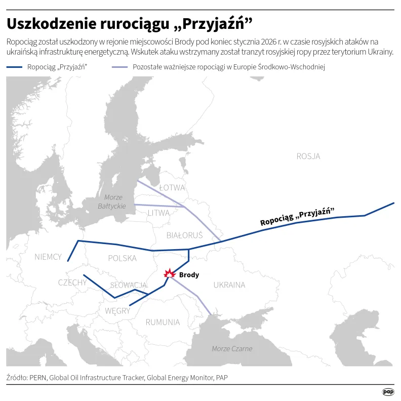 Uszkodzenie rurociągu „Przyjaźń”, autor: PAP/Michał Czernek