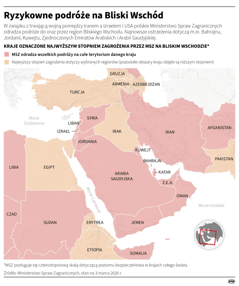 Ryzykowne podróże na Bliski Wschód, autor: PAP/Michał Czernek