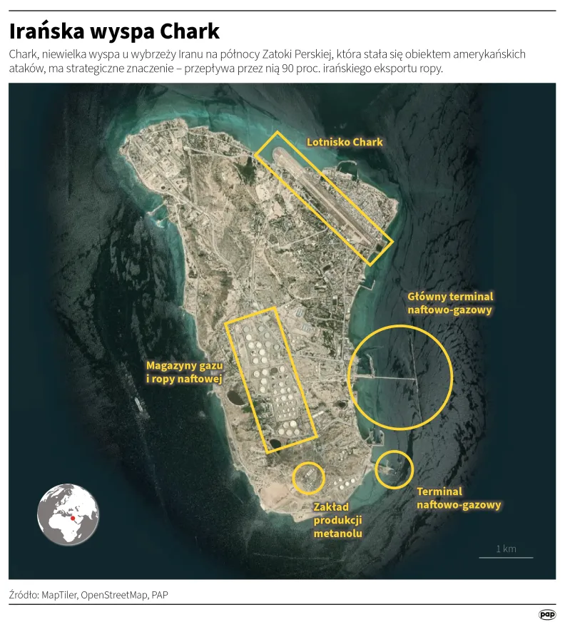 Irańska wyspa Chark, autor: PAP/Maciej Zieliński