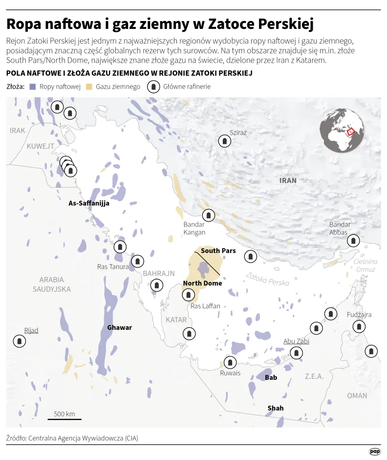 Ropa naftowa i gaz ziemny w Zatoce Perskiej, autor: PAP/Michał Czernek