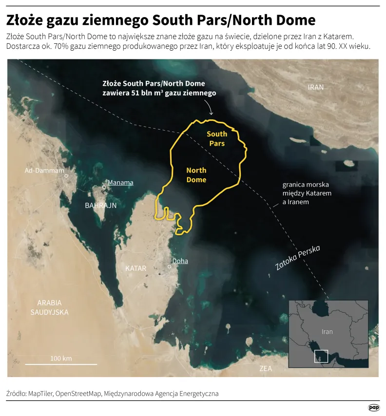 Złoże gazu ziemnego South Pars/North Dome, autor: PAP/Mateusz Krymski