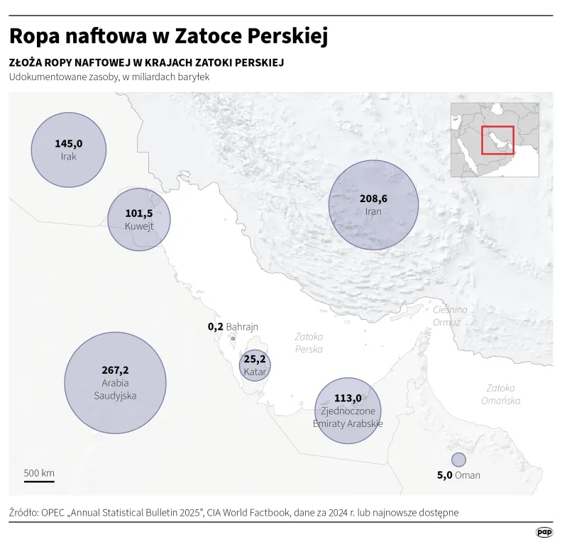 Ropa naftowa w Zatoce Perskiej. Autor: Michał Czernek