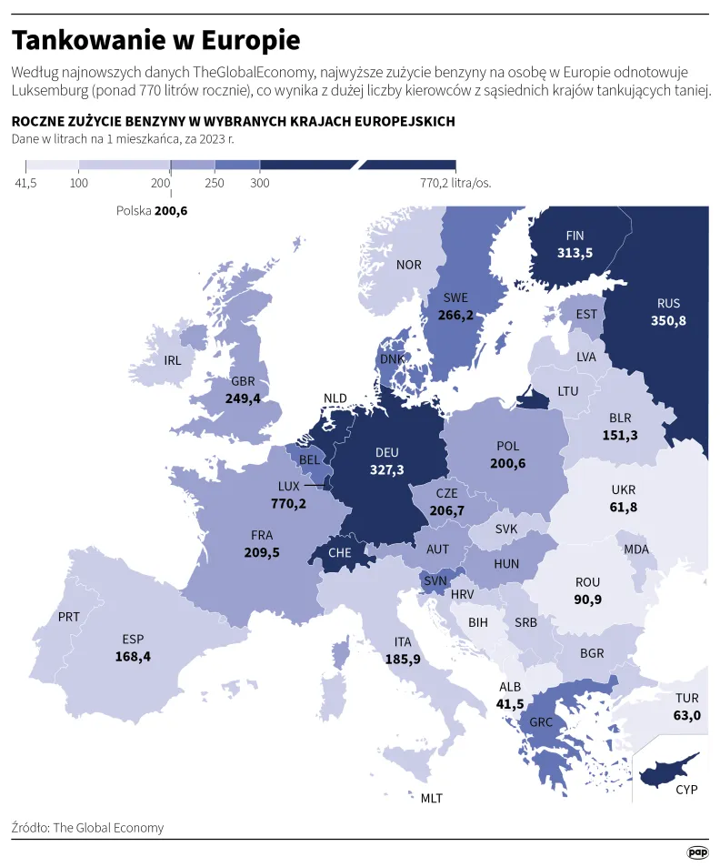 Tankowanie w Europie, autorzy: PAP/Mateusz Krymski, Adam Ziemienowicz