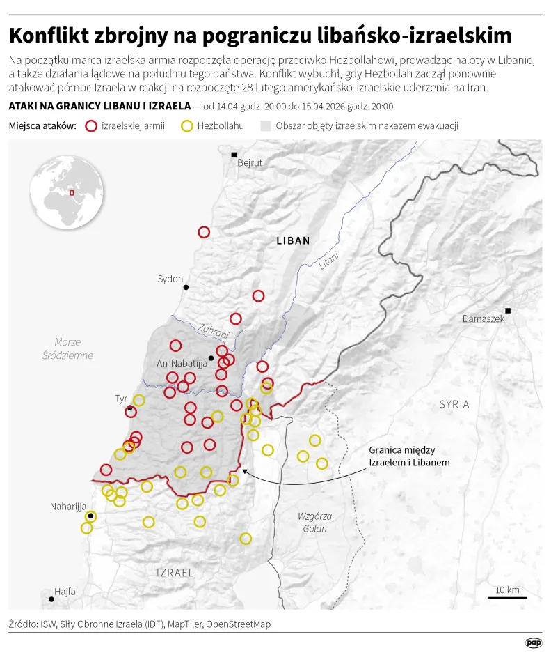 Konflikt zbrojny na pograniczu libańsko-izraelskim. Autor: Michał Czernek