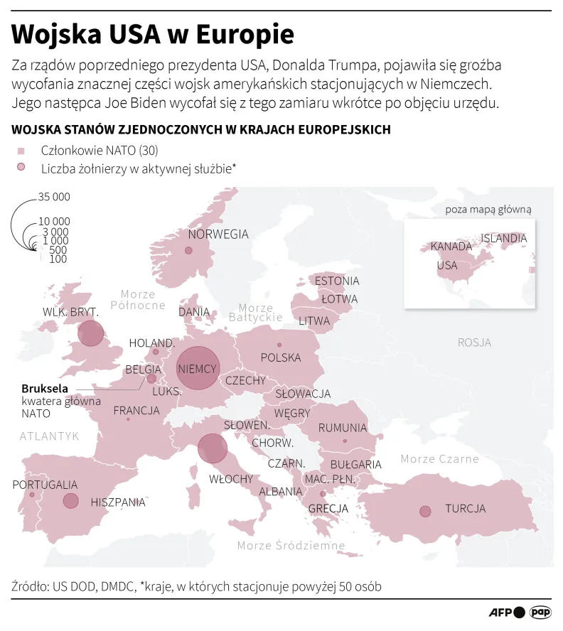 Wojska USA w Europie. Autor: PAP/Infografika/Adam Ziemienowicz