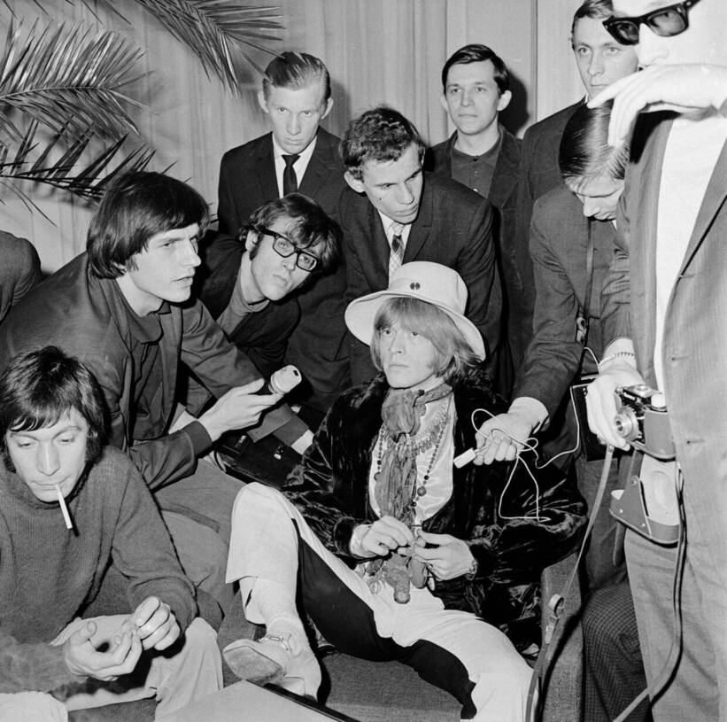 Zespół The Rolling Stones w trakcie wizyty w Polsce w 1967 roku. Fot. PAP/Stanisław Dąbrowiecki