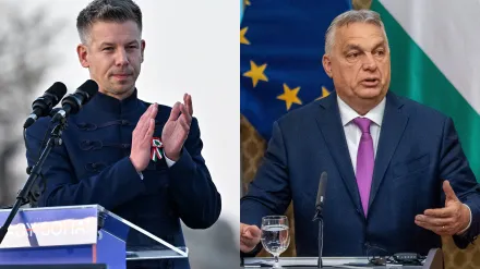 Peter Magyar i Viktor Orban Fot. PAP/EPA/Tibor Illyes/JAKUB GAVLAK