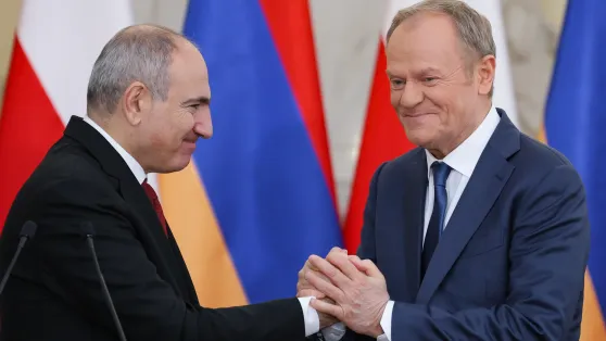 Нікол Пашинян і Дональд Туск. Fot. PAP/Paweł Supernak