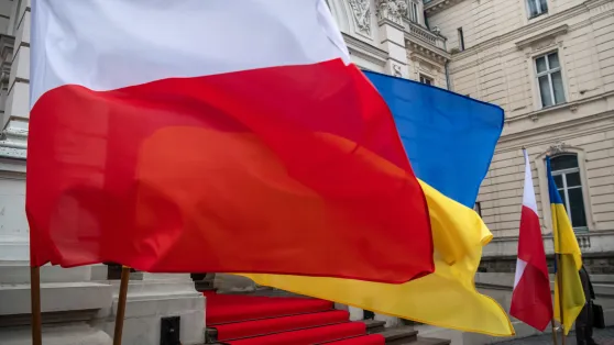 Прапори Польщі та України. Фотоілюстрація Fot. PAP/Vladyslav Musiienko