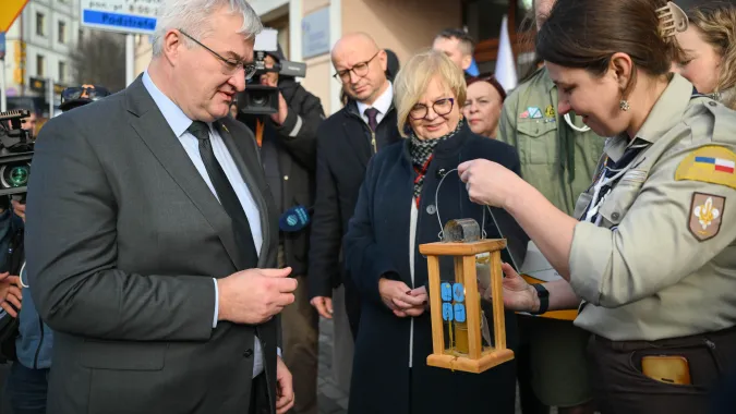 Minister spraw zagranicznych Ukrainy Andrij Sybiha na otwarciu wicekonsulatu Ukrainy w Rzeszowie. Fot. PAP/Darek Delmanowicz