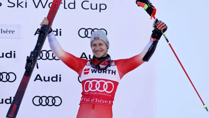 Marco Odermatt. Fot. PAP/EPA/	SEBASTIEN NOGIER