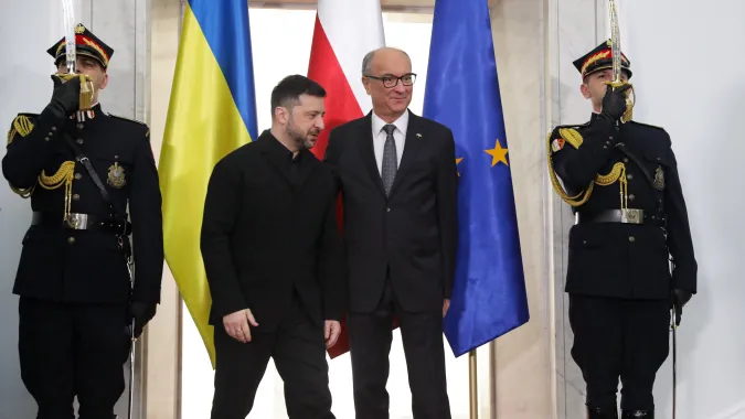 Prezydent Ukrainy Wołodymyr Zełenski i marszałek Sejmu Włodzimierz Czarzasty, fot. PAP/Tomasz Gzell