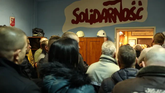 Msza dla rodzin protestującyc górników w Czechowicach-Dziedzicach Fot. PAP/Jarek Praszkiewicz