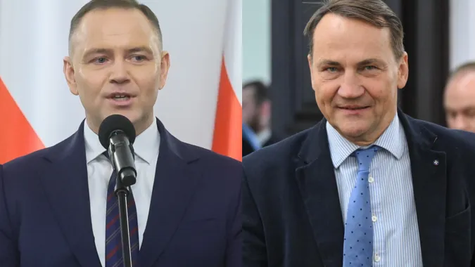 Prezydent Karol Nawrocki i szef MSZ Radosław Sikorski. Fot. PAP/Leszek Szymański/Radek Pietruszka