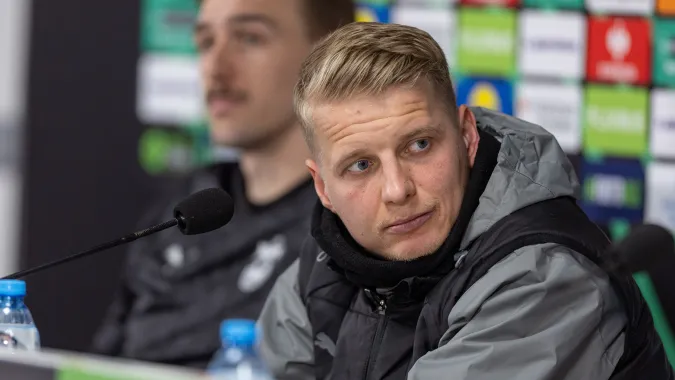 Trener piłkarzy KuPS Kuopio Miika Nuutinen. Fot. PAP/Paweł Jaskółka