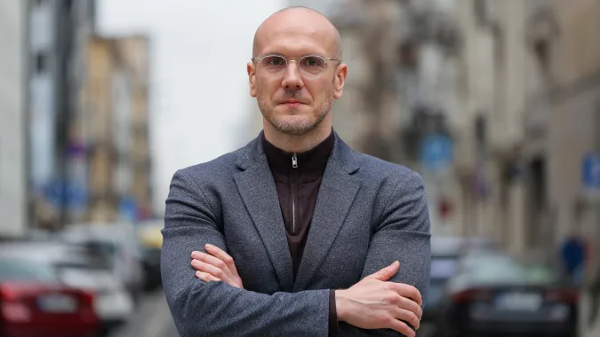  Albert Świdziński był gościem Studia PAP Fot. PAP/Paweł Supernak