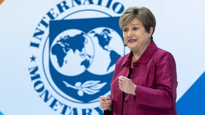 Dyrektor Międzynarodowego Funduszu Walutowego Kristalina Georgiewa Fot. PAP/EPA/SHAWN THEW