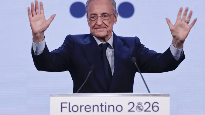 Prezes Realu Madryt Florentino Perez. Fot. PAP/EPA/SERGIO PEREZ