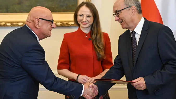 Janusz Krasoń, Włodzimierz Czarzasty, Agnieszka Dziemianowicz-Bąk. Fot. PAP/Radek Pietruszka