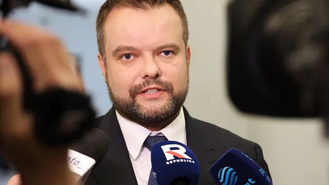 Rzecznik Prawa i Sprawiedliwości Rafał Bochenek. Fot. PAP/Albert Zawada