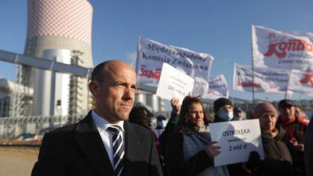 Borys Budka podczas konferencji prasowej w Jaworznie. Fot. PAP/Zbigniew Meissner