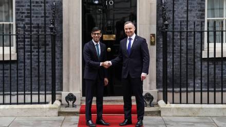Trwa spotkanie prezydenta Andrzeja Dudy z szefem rządu Wielkiej Brytanii Rishim Sunakiem. Fot. PAP/PA/Kirsty O'Connor